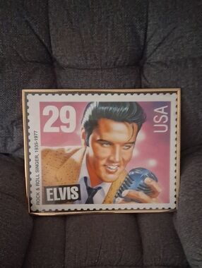Elvis Presley Framed Stamp Art - Pink Background